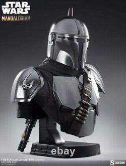 Statue grandeur nature de Din Djarin, figurine de Sideshow Star Wars The Mandalorian de 86 cm